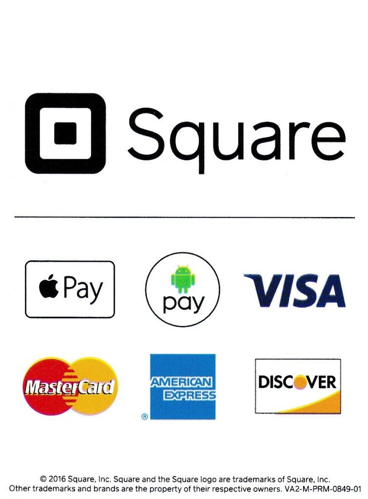 As part of our business transition into our LLC, we are now proud to say that we accept credit cards, checks, cash, Apple Pay, Samsung Pay Google Pay