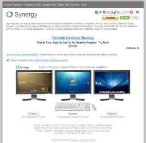 Once in a while someone creates something that is really cool and useful.  This can be said of Synergy... In their own words, Synergy lets you easily share your mouse